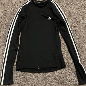 Adidas Black Long Sleeve Shirt with White Stripes